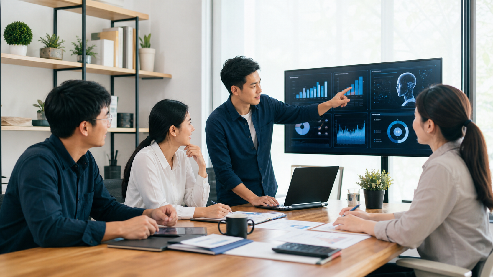 แผนภาพ AI Workforce เชื่อมงานขาย HR การเงิน และงานเอกสาร